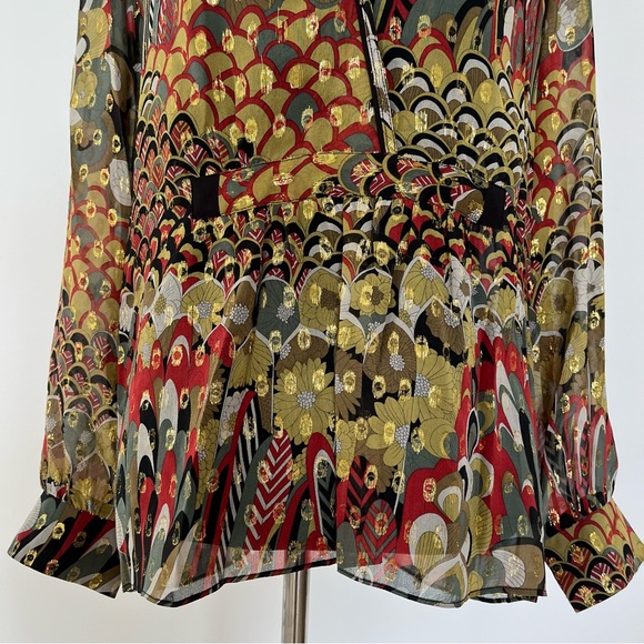 ZADIG & VOLTAIRE deluxe gold silk blouse top. TOUMI DELUXE top. Semi sheer blous - Picture 2 of 8